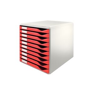 Förvaringslåda 10 lådor   Leitz 5281   röd