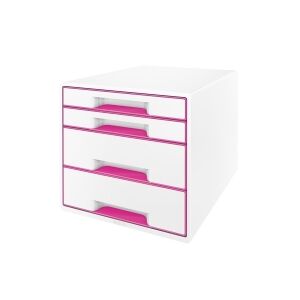 Förvaringslåda 4 lådor   Leitz 5213 WOW   vit/rosa metallic