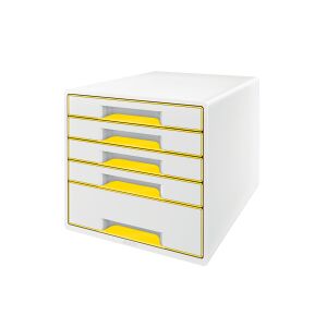 Förvaringslåda 5 lådor   Leitz 5214 WOW   vit/gul