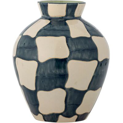 Bloomingville Check Vase Ø 20 CM BLUE Ø 20 CM Bloomingville Check Vase Ø 20 CM BLUE Ø 20 CM