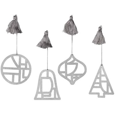 Broste Copenhagen - Silver Christmas Decorations - Set of 4 Broste Copenhagen - Silver Christmas Decorations - Set of 4