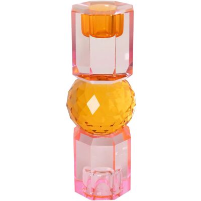 C'est Bon Crystal Candle Holder H16.5CM PINK/TANGERINE/PEACH OMBRE165X6X6 H16.5CM C'est Bon Crystal Candle Holder H16.5CM PINK/TANGERINE/PEACH OMBRE165X6X6 H16.5CM