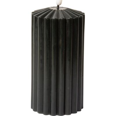 C'est Bon Striped Led Pillar Candle H15CM GREY H15CM C'est Bon Striped Led Pillar Candle H15CM GREY H15CM
