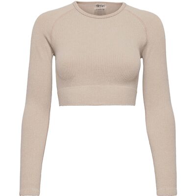 aim´n Ribbed Seamless Crop Long Sleeve L BEIGE L aim´n Ribbed Seamless Crop Long Sleeve L BEIGE L
