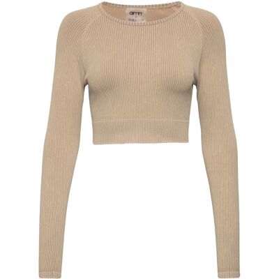 aim´n Sand Washed Ribbed Seamless Crop Long Sleeve L SAND WASHED L aim´n Sand Washed Ribbed Seamless Crop Long Sleeve L SAND WASHED L