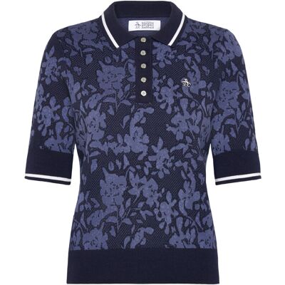 Callaway Botanical Jacquard Short Sleeve Sweater Polo M BLACK IRIS M Callaway Botanical Jacquard Short Sleeve Sweater Polo M BLACK IRIS M