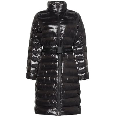 Calvin Belted Lightweight Long Puffer L BLACK L Calvin Belted Lightweight Long Puffer L BLACK L