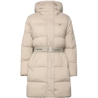 Calvin Belted Midweight Long Puffer XXS ISLAND FOSSIL XXS Calvin Belted Midweight Long Puffer XXS ISLAND FOSSIL XXS