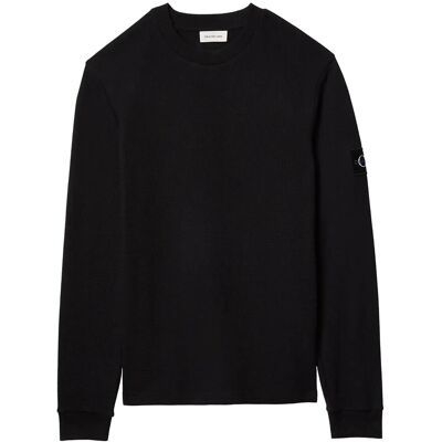 Calvin Badge Waffle Ls Tee L BLACK L Calvin Badge Waffle Ls Tee L BLACK L