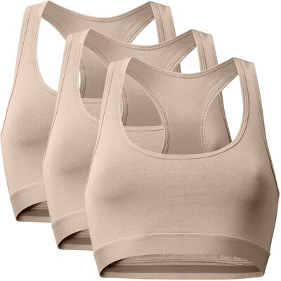 Danish Endurance Organic Cotton Bralette (Women) 3-Pack L BEIGE L Danish Endurance Organic Cotton Bralette (Women) 3-Pack L BEIGE L
