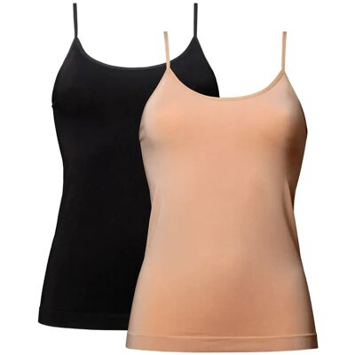 Danish Endurance Bamboo Strap Top (Women) 2-Pack XS/S MULTICOLOR (1X BLACK, 1X NUDE BEIGE) XS/S Danish Endurance Bamboo Strap Top (Women) 2-Pack XS/S MULTICOLOR (1X BLACK, 1X NUDE BEIGE) XS/S