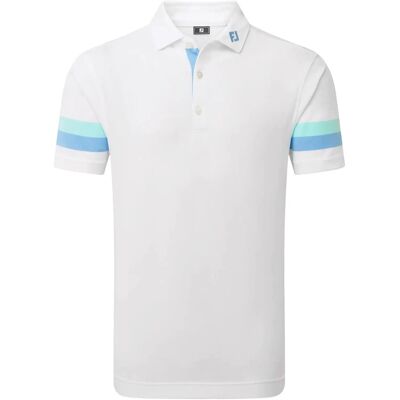 FootJoy Sleeve Stripe Pique XL WHITE / BLUE REEF / SEA GLASS XL FootJoy Sleeve Stripe Pique XL WHITE / BLUE REEF / SEA GLASS XL