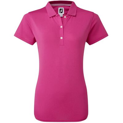 FootJoy Damers Stretch Pique Solid Golf Polo - Hot Pink FootJoy Damers Stretch Pique Solid Golf Polo - Hot Pink