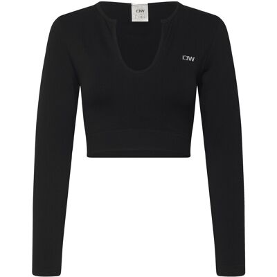 ICANIWILL Ribbed Define Seamless Cropped Long Sleeve S BLACK S ICANIWILL Ribbed Define Seamless Cropped Long Sleeve S BLACK S