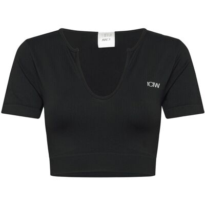 ICANIWILL Ribbed Define Seamless Cropped T-Shirt S BLACK S ICANIWILL Ribbed Define Seamless Cropped T-Shirt S BLACK S