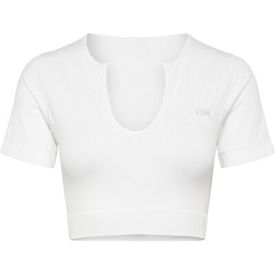 ICANIWILL Ribbed Define Seamless Cropped T-Shirt S WHITE S ICANIWILL Ribbed Define Seamless Cropped T-Shirt S WHITE S