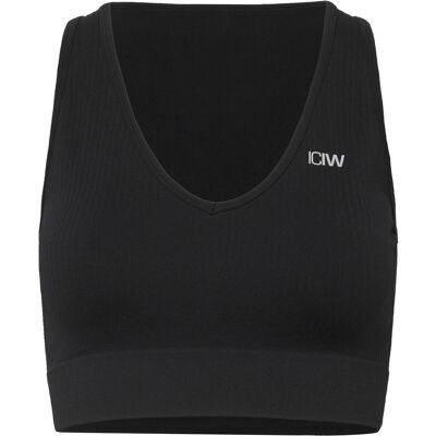 ICANIWILL Ribbed Define Cropped V-Neck Tank W XS BLACK XS ICANIWILL Ribbed Define Cropped V-Neck Tank W XS BLACK XS