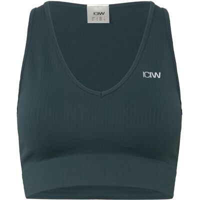 ICANIWILL Ribbed Define Cropped V-Neck Tank W XL FOREST GREEN XL ICANIWILL Ribbed Define Cropped V-Neck Tank W XL FOREST GREEN XL