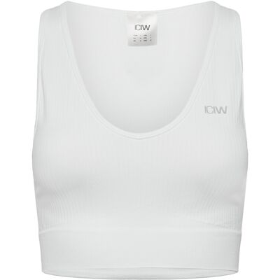 ICANIWILL Ribbed Define Cropped V-Neck Tank W L WHITE L ICANIWILL Ribbed Define Cropped V-Neck Tank W L WHITE L