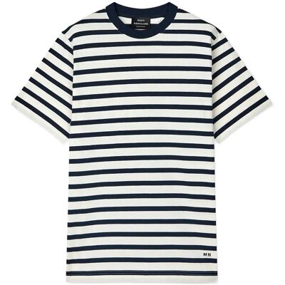 Mads Nørgaard Cotton Jersey Stripe Frode Tee L VANILLA ICE/SKY CAPTAIN L Mads Nørgaard Cotton Jersey Stripe Frode Tee L VANILLA ICE/SKY CAPTAIN L