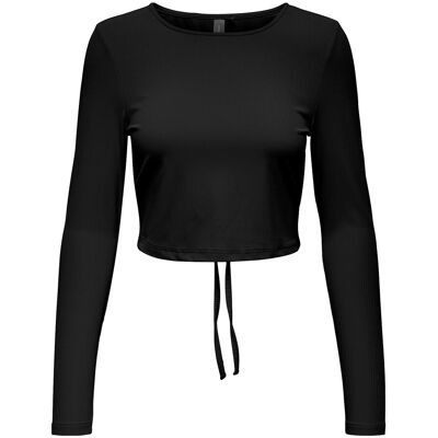 Only - Homie LS Cropped Rib Tee - Svart - T-shirt Only - Homie LS Cropped Rib Tee - Svart - T-shirt