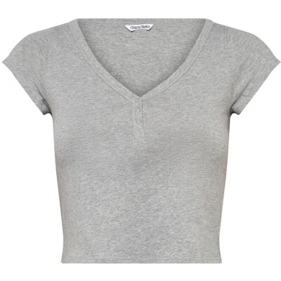 Organic Basics Core Sport Henley V Tee S GREY MELANGE S Organic Basics Core Sport Henley V Tee S GREY MELANGE S