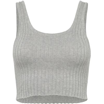 Organic Basics True Knit Crop Tank Top S GREY MELANGE S Organic Basics True Knit Crop Tank Top S GREY MELANGE S
