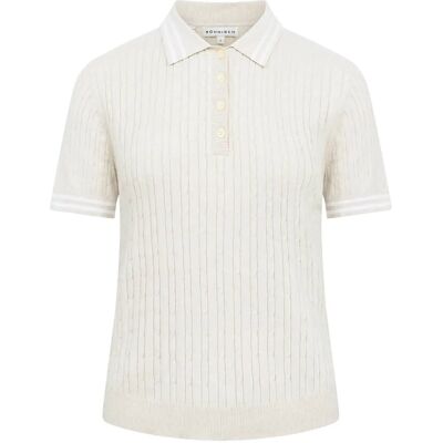Röhnisch Classic Cable Poloshirt S OATMEAL S Röhnisch Classic Cable Poloshirt S OATMEAL S