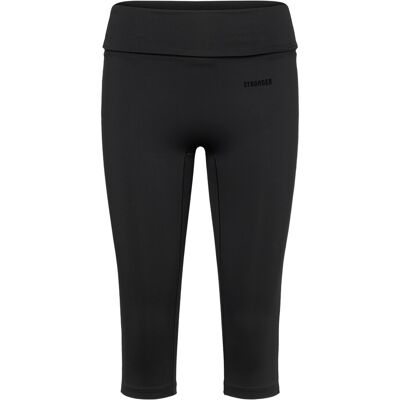 STRONGER Soft Fold Over Capri Leggings M BLACK M STRONGER Soft Fold Over Capri Leggings M BLACK M