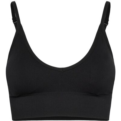 STRONGER Seamless Ribbed Strap Sports Bra L BLACK L STRONGER Seamless Ribbed Strap Sports Bra L BLACK L