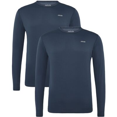 ZEBDIA Men Longsleeved Sports Tee 2-Pack S NAVY S ZEBDIA Men Longsleeved Sports Tee 2-Pack S NAVY S