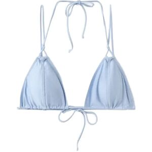 Mango Satin Effect Tie-Side Bikini Top S LT-PASTEL BLUE S Mango Satin Effect Tie-Side Bikini Top S LT-PASTEL BLUE S