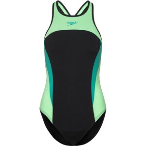 Speedo Womens High Neck Splice Cross Back Swimsuit 38 BLUE/GREEN 38 Speedo Womens High Neck Splice Cross Back Swimsuit 38 BLUE/GREEN 38