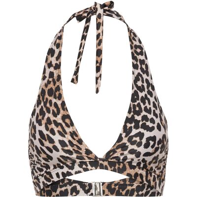GANNI Recycled Core Printed Halterneck Bikini Top 34 LEOPARD 34 GANNI Recycled Core Printed Halterneck Bikini Top 34 LEOPARD 34