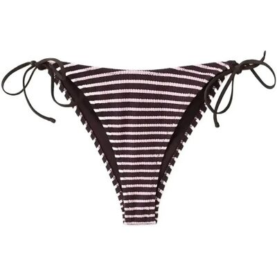 Mango Cheeky Ribbed Striped Bikini Briefs L DARK BROWN L Mango Cheeky Ribbed Striped Bikini Briefs L DARK BROWN L