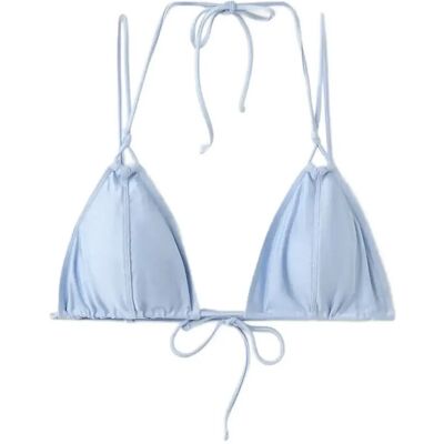 Mango Satin Effect Tie-Side Bikini Top L LT-PASTEL BLUE L Mango Satin Effect Tie-Side Bikini Top L LT-PASTEL BLUE L