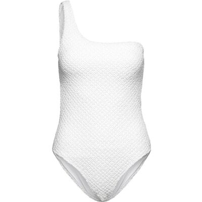 Mango Asymmetrical Textured Swimsuit XS WHITE XS Mango Asymmetrical Textured Swimsuit XS WHITE XS