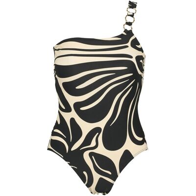 Missya Capri One Shoulder Aop Swimsuit 36 BLACK/IVORY 36 Missya Capri One Shoulder Aop Swimsuit 36 BLACK/IVORY 36