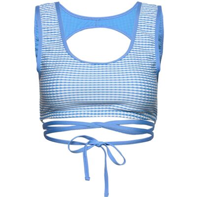 Speedo Gingham Wrap Crop Top XS BLUE XS Speedo Gingham Wrap Crop Top XS BLUE XS