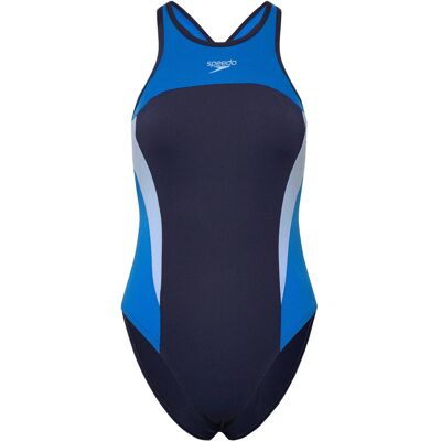 Speedo Womens High Neck Splice Cross Back Swimsuit 36 BLUE 36 Speedo Womens High Neck Splice Cross Back Swimsuit 36 BLUE 36
