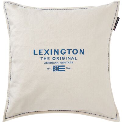 Lexington Home Logo Embroidered Linen/Cotton Pillow Cover 50X50 WHITE/BLUE 50X50 Lexington Home Logo Embroidered Linen/Cotton Pillow Cover 50X50 WHITE/BLUE 50X50