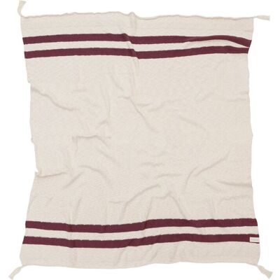 Lorena Canals Knitted Blanket Stripes Natural-Burgundy ONE SIZE BEIGE ONE SIZE Lorena Canals Knitted Blanket Stripes Natural-Burgundy ONE SIZE BEIGE ONE SIZE