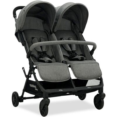 Asalvo Twin Stroller Henry, Grey 100X 86X 77 GREY 100X 86X 77 Asalvo Twin Stroller Henry, Grey 100X 86X 77 GREY 100X 86X 77