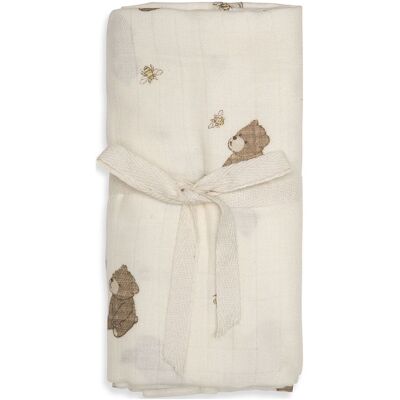 That's Write Jana Muslin Swaddle 22X13CM BEES AND BEARS 22X13CM That's Write Jana Muslin Swaddle 22X13CM BEES AND BEARS 22X13CM