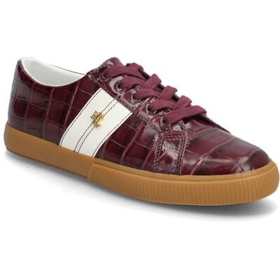 Lauren Ralph Lauren Janson Ii Croc-Embossed Leather Sneaker 38 DARK GARNET/SNOW 38 Lauren Ralph Lauren Janson Ii Croc-Embossed Leather Sneaker 38 DARK GARNET/SNOW 38