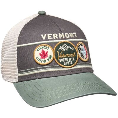 American Needle Vermont Trucker Ivory Cool Gray Cedar ONE SIZE IVORY-COOL GRAY CEDAR ONE SIZE American Needle Vermont Trucker Ivory Cool Gray Cedar ONE SIZE IVORY-COOL GRAY CEDAR ONE SIZE