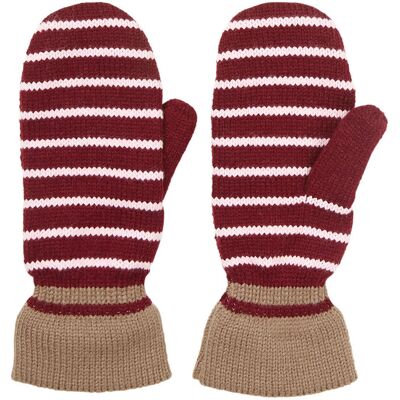 Becksöndergaard Thin Striped Emerald Mittens S/M BURGUNDY S/M Becksöndergaard Thin Striped Emerald Mittens S/M BURGUNDY S/M
