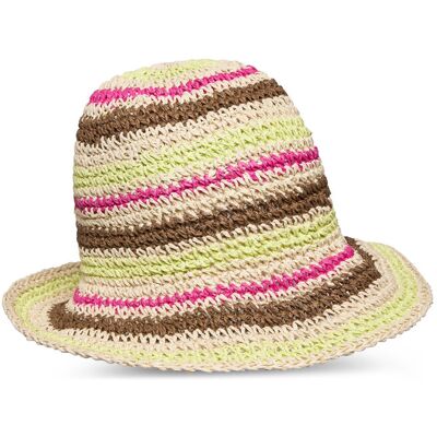 Becksöndergaard Striped Saverina Straw Hat XS/S LIMADE GREEN XS/S Becksöndergaard Striped Saverina Straw Hat XS/S LIMADE GREEN XS/S