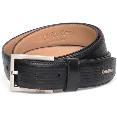 Calvin Square Buckle Woven 32Mm Fixed 105 BLACK BRUSHED NICKEL 105 Calvin Square Buckle Woven 32Mm Fixed 105 BLACK BRUSHED NICKEL 105