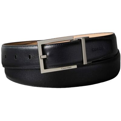 Calvin Square Buckle Saffiano 32Mm Adj 110 BLACK BRUSHED NICKEL 110 Calvin Square Buckle Saffiano 32Mm Adj 110 BLACK BRUSHED NICKEL 110